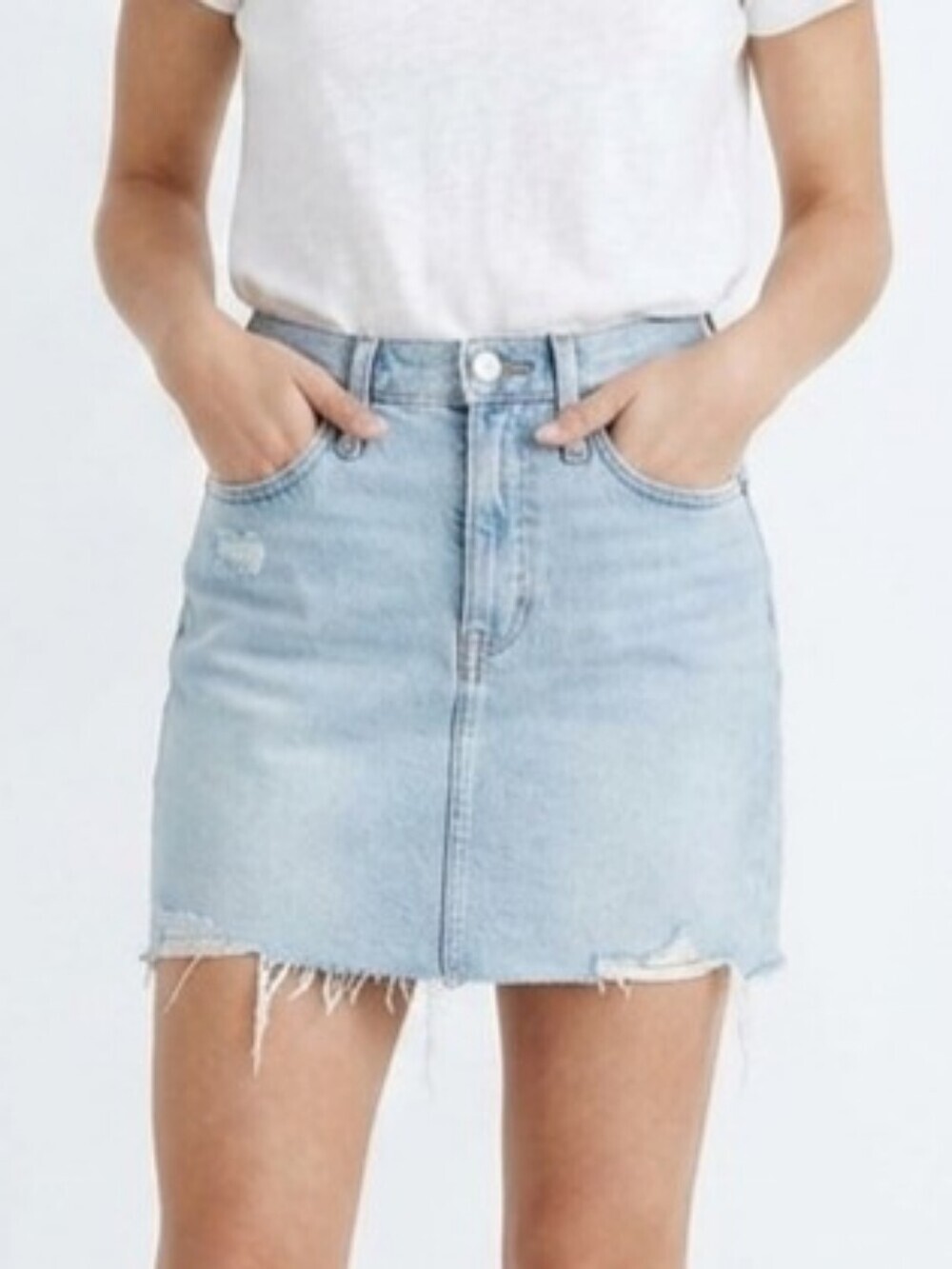 Universal Thread Stone Washed Denim Frayed Hem Distresed Mini Skirt